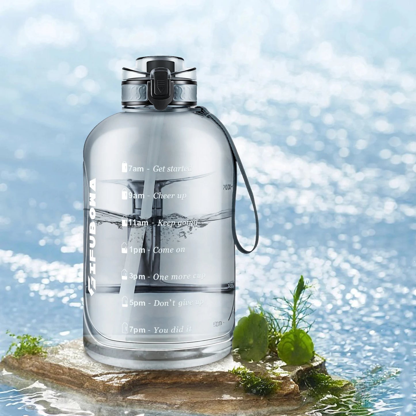 3L Motivational Water Bottle with Straw, BPA-Free, Leak Proof