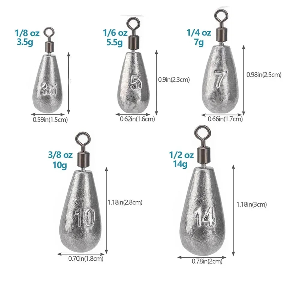 Versatile Fishing Sinker Weights Set, 10pcs