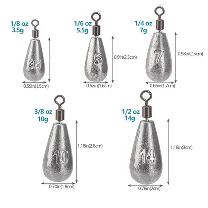 Versatile Fishing Sinker Weights Set, 10pcs
