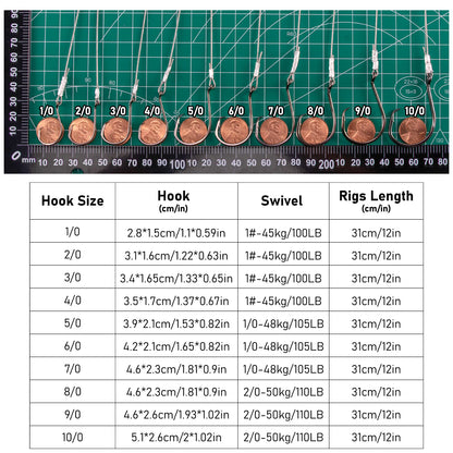 HookUpCo. Stainless Steel Circle Hooks Rig 5pcs - HookUpCo.