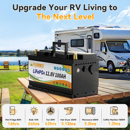 HookUpCo. 12V 100Ah Lithium Battery Pack for RV - HookUpCo.