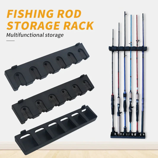 Wall-Mounted Fishing Rod Storage Rack for 6 Poles Display