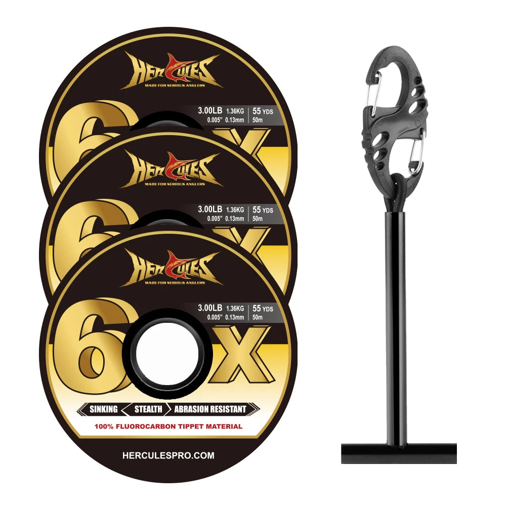 Fluorocarbon Fly Tippet 3 Pack with Holder - HookUpCo.