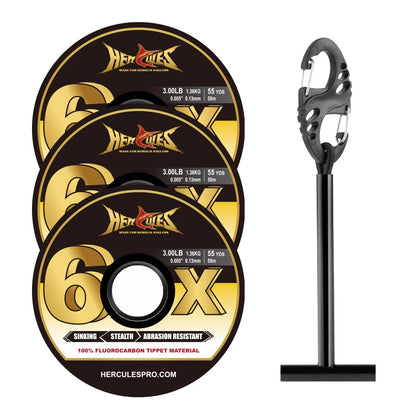 Fluorocarbon Fly Tippet 3 Pack with Holder - HookUpCo.