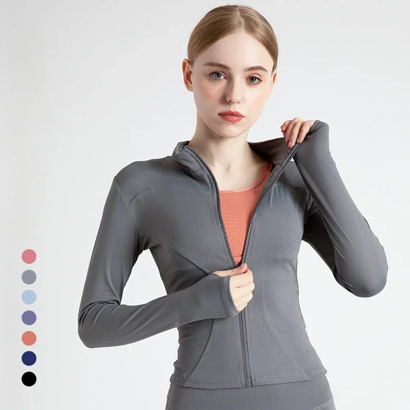 Slim Fit Women's Tracksuit Jacket with Thumb Holes