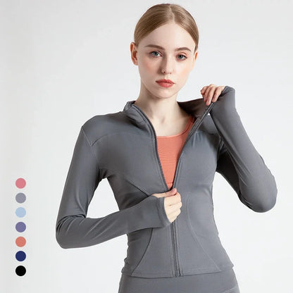 Slim Fit Women's Tracksuit Jacket with Thumb Holes