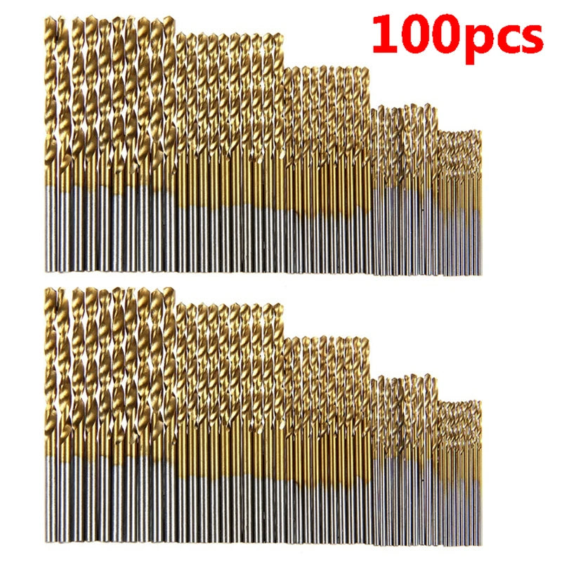 Titanium Coated HSS Drill Bits Set 50-100 Pcs