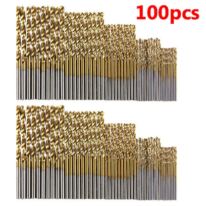 Titanium Coated HSS Drill Bits Set 50-100 Pcs