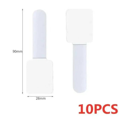 Set of white 20PCS cable straps with adhesive mount, shown in size dimensions.