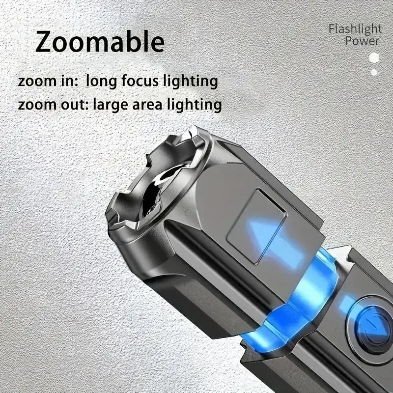 Super Bright LED Tactical Flashlight with Zoom and USB Charge