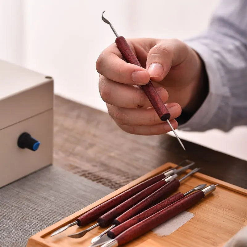 6-Piece Pottery Tool Set with Double-Ended Wire Knives