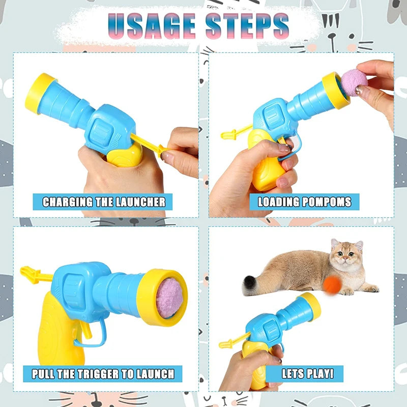 Interactive Plush Ball Cat Toy with Mini Shooting Gun