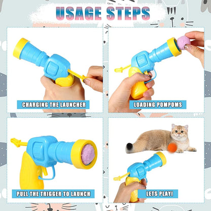 Interactive Plush Ball Cat Toy with Mini Shooting Gun