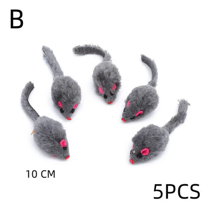 HookUpCo. Colorful Plush Mouse Cat Toys Set