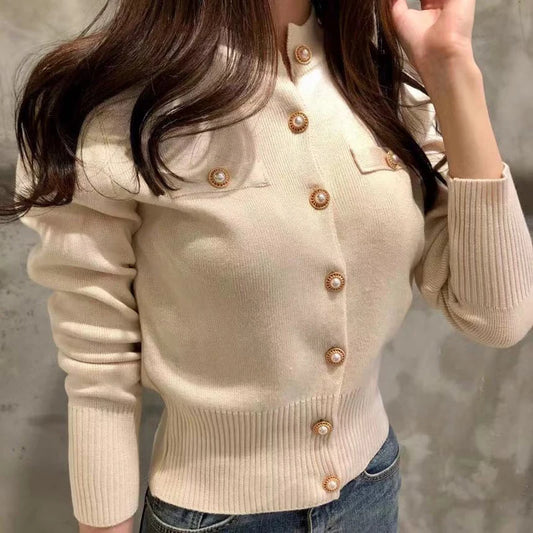 Korean Style HookUpCo. Women's Slim Fit Knitted Cardigan