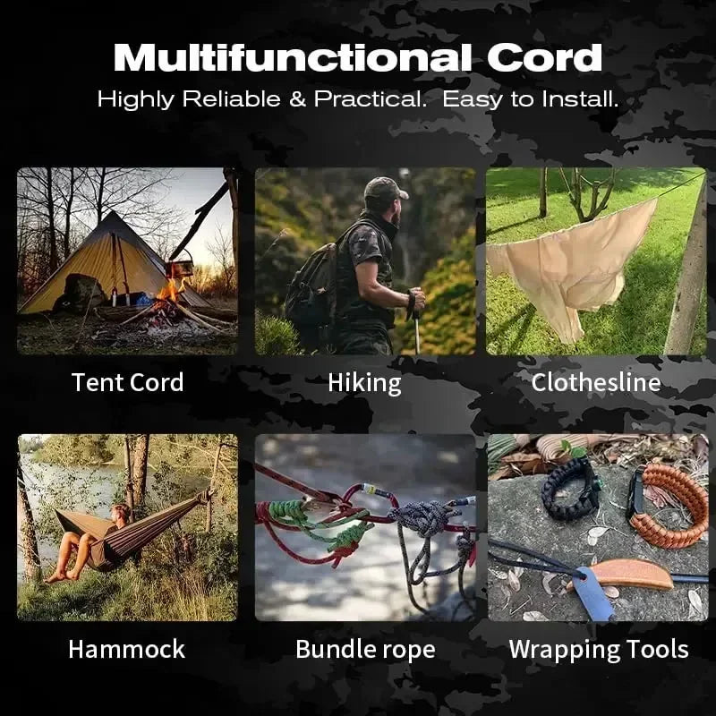 HookUpCo. 550 Paracord Tactical Rope for Camping and DIY