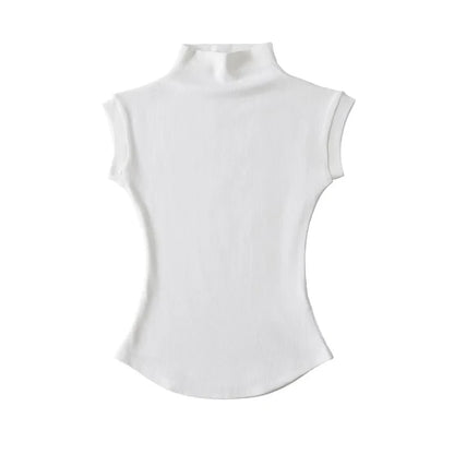 Slim Fit Sleeveless Turtleneck Summer Tops for Women