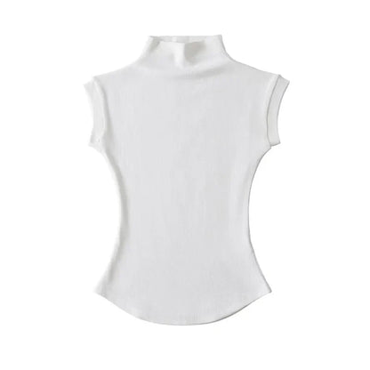 Slim Fit Sleeveless Turtleneck Summer Tops for Women