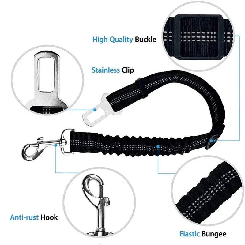 Adjustable Reflective Dog Seat Belt for Safe Travel