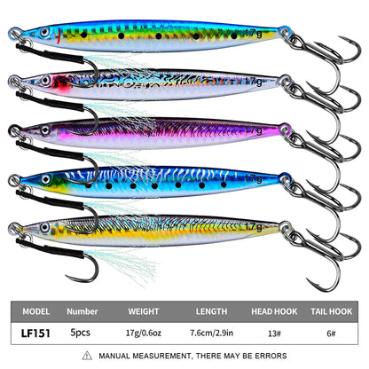 Realistic 3D Printed Saltwater Fishing Lures - 5 Pack Set
