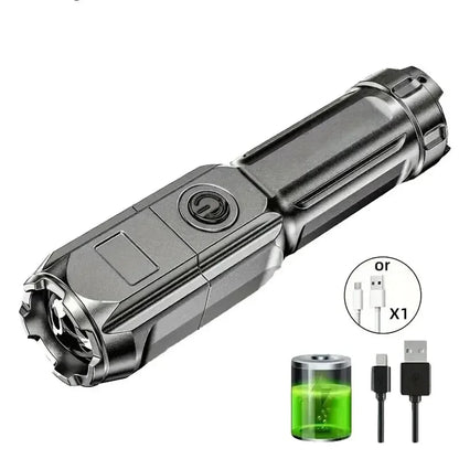 Super Bright LED Tactical Flashlight with Zoom and USB Charge