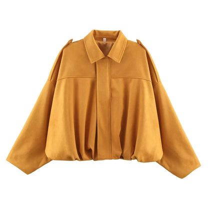 Spring Women's Suede Lapel Bomber Jacket by HookUpCo.