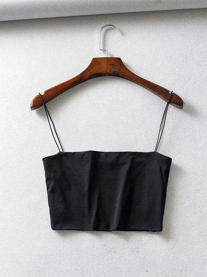 HookUpCo. Women's Sleeveless Crop Top - Soft Elastic Cotton