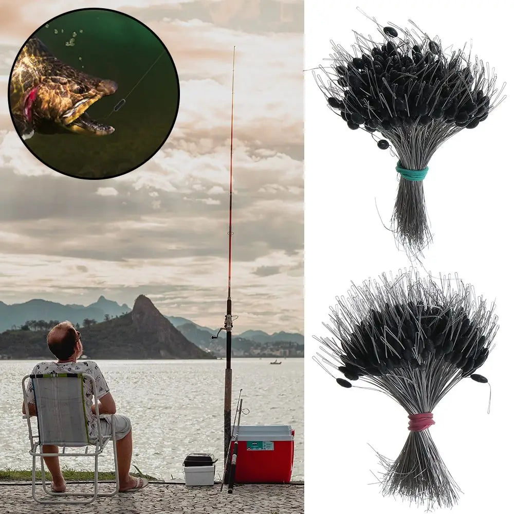 300 Black Silicone Fishing Bobber Stoppers - HookUpCo.