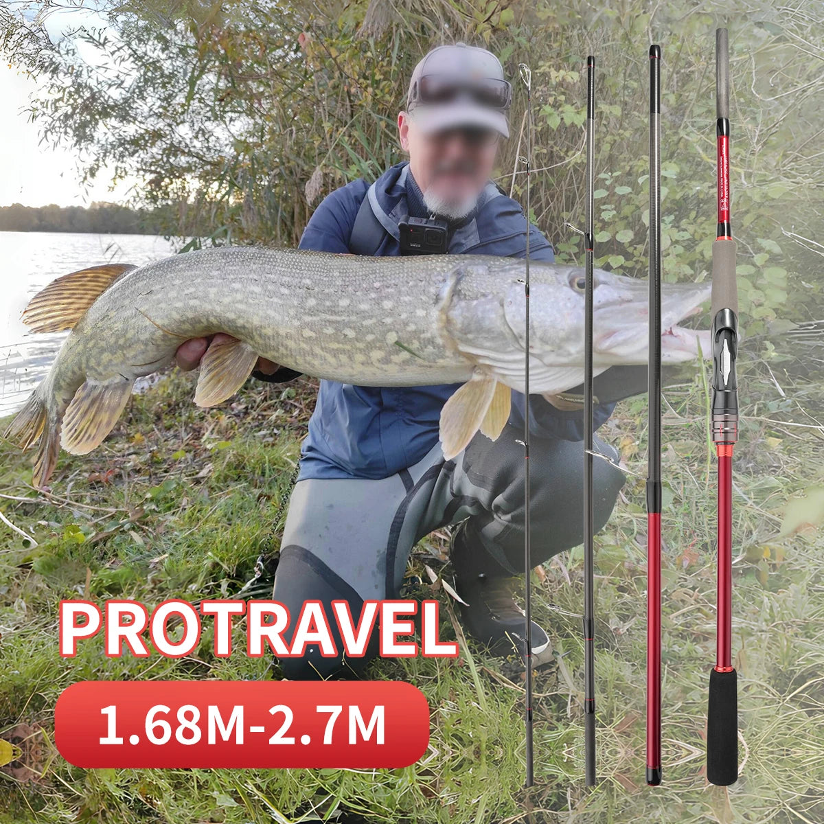 HookUpCo. Long Casting Travel Fishing Rod 1.68m-2.7m - HookUpCo.