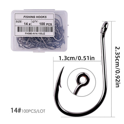 HookUpCo. 100pcs Circle Carp Fishing Hook Set - HookUpCo.