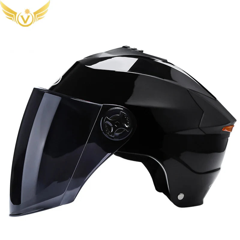 Rechargeable Moped Helmet with LED Lights and Double Visor