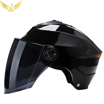 Rechargeable Moped Helmet with LED Lights and Double Visor