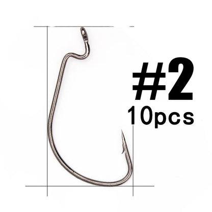 HookUpCo. 10-Piece Offset Worm Fishing Hooks - HookUpCo.