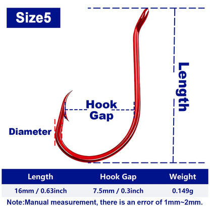 HookUpCo. Red Octopus Circle Hooks, 50-100 PCS - HookUpCo.