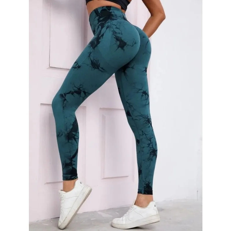 Seamless High Waist Tie Dye Leggings for Yoga and Fitness