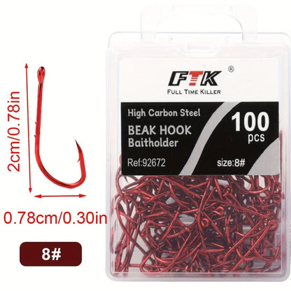 HookUpCo. Premium Red Barbed Fishing Hooks - HookUpCo.