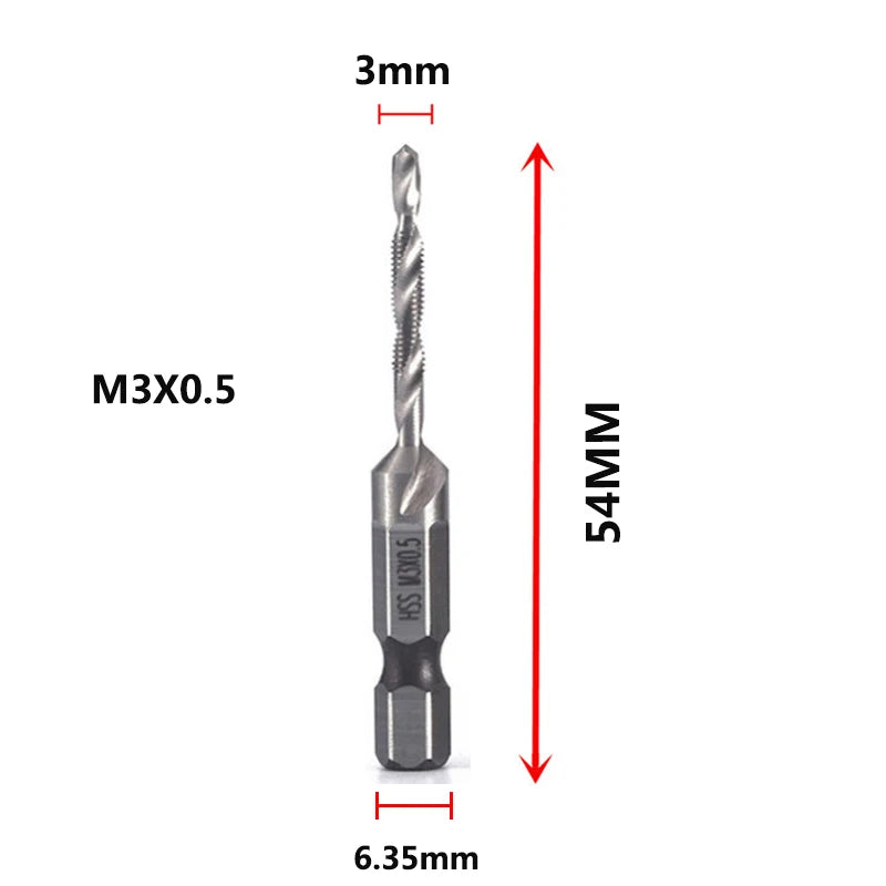 HookUpCo. Titanium Hex Shank Metric Tap Drill Bit Set