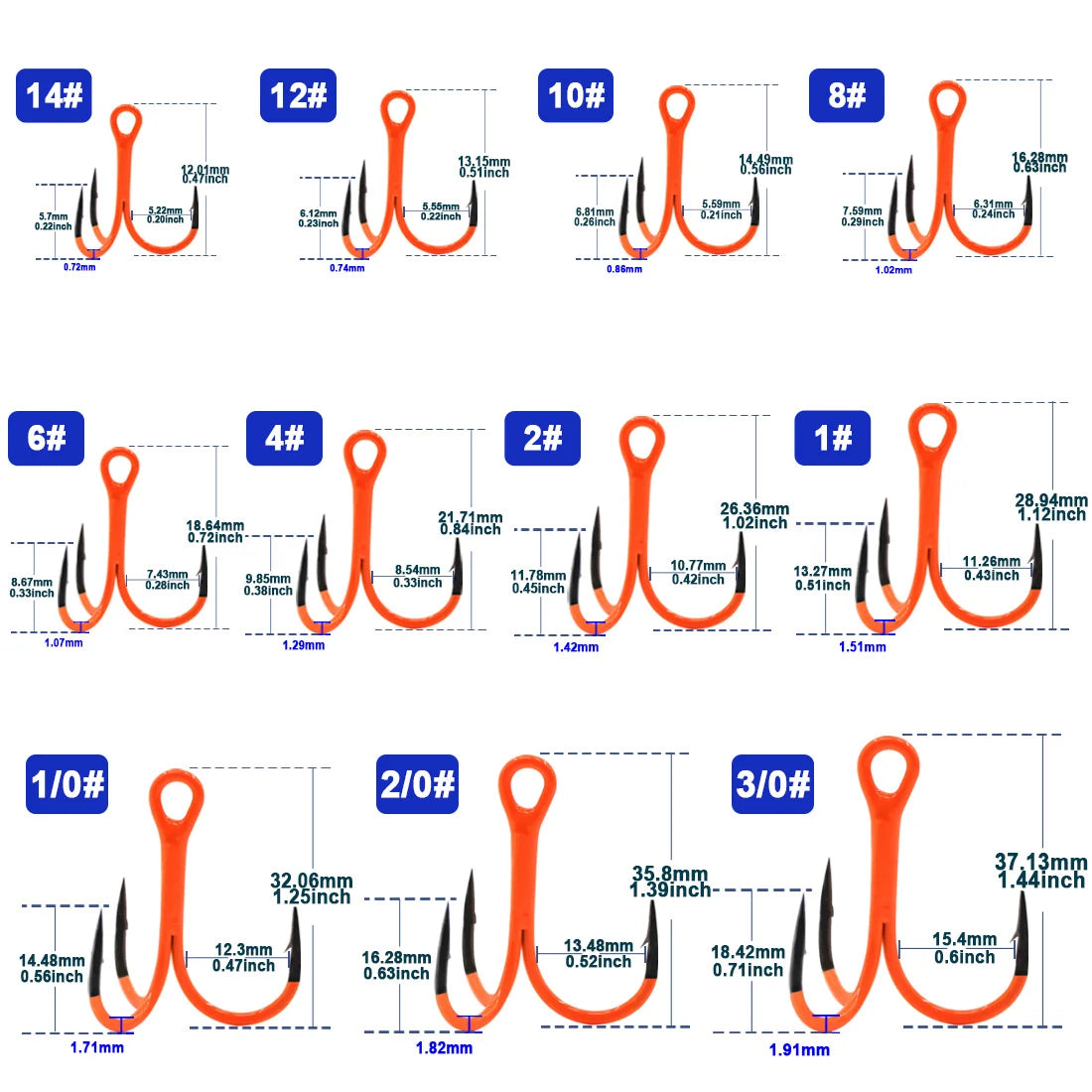 HookUpCo. 10Pcs UV Triple Treble Fishing Hooks - HookUpCo.