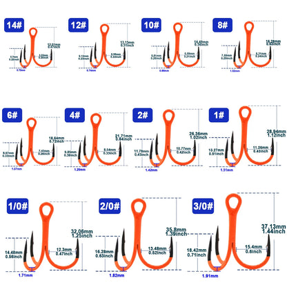 HookUpCo. 10Pcs UV Triple Treble Fishing Hooks - HookUpCo.