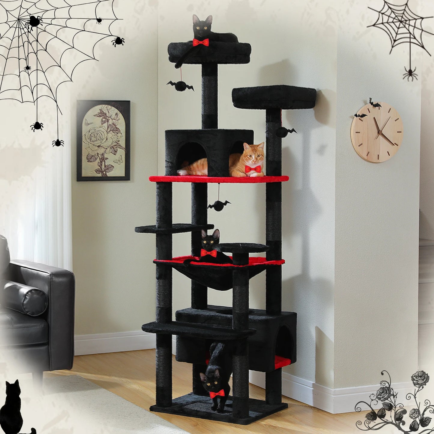 HookUpCo. Large Cat Tree with Hammock and Scratching Posts