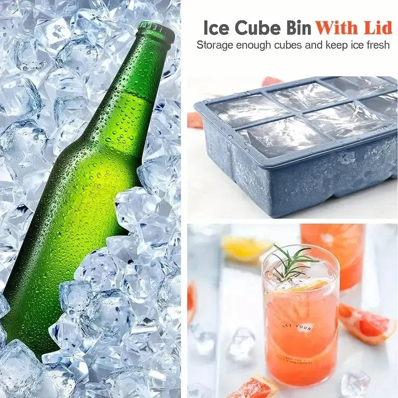 Flexible Silicone Ice Cube Tray with Lid