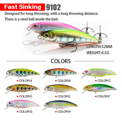 Professional Sinking Minnow Fishing Lures 52mm - HookUpCo.