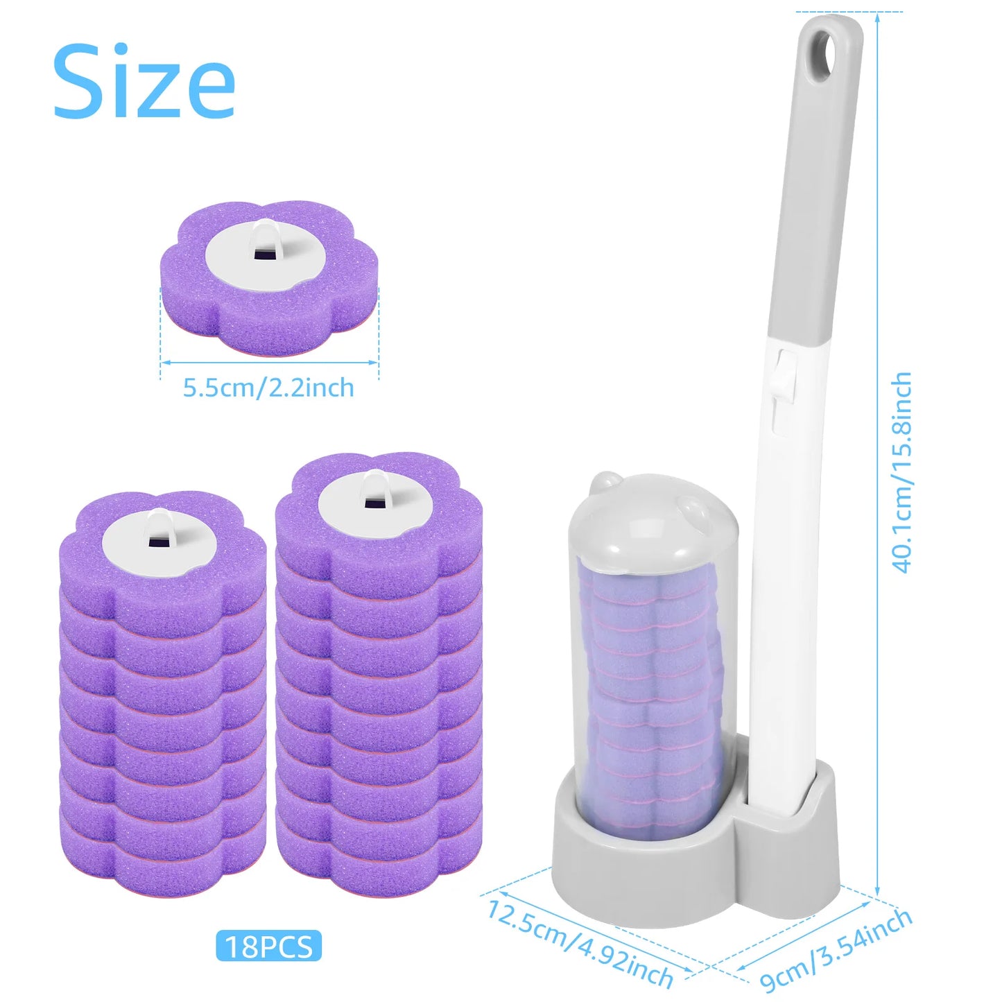 HookUpCo. Long Handle Toilet Brush with Refills