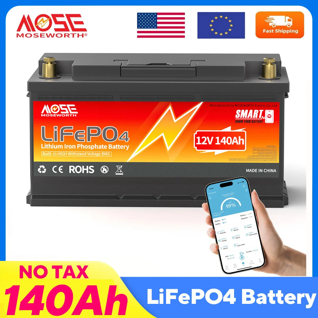 HookUpCo. 12V 140Ah LiFePO4 Battery with Smart BMS - HookUpCo.