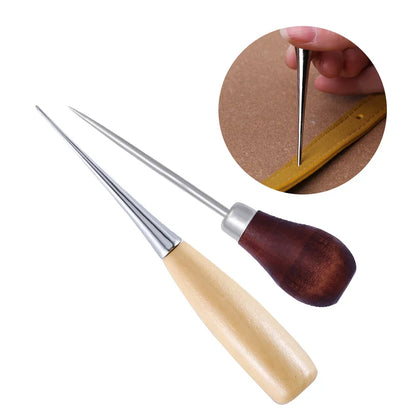 DIY Wooden Handle Awl Tool for Leather Craft and Repairs