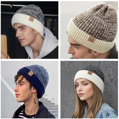Two-Tone Fur Lined Winter Beanie Hat