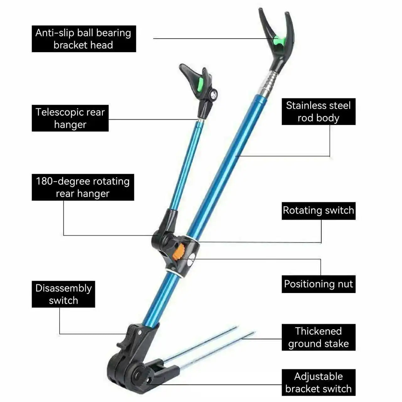 HookUpCo. Stainless Steel Telescopic Fishing Rod Holder - HookUpCo.