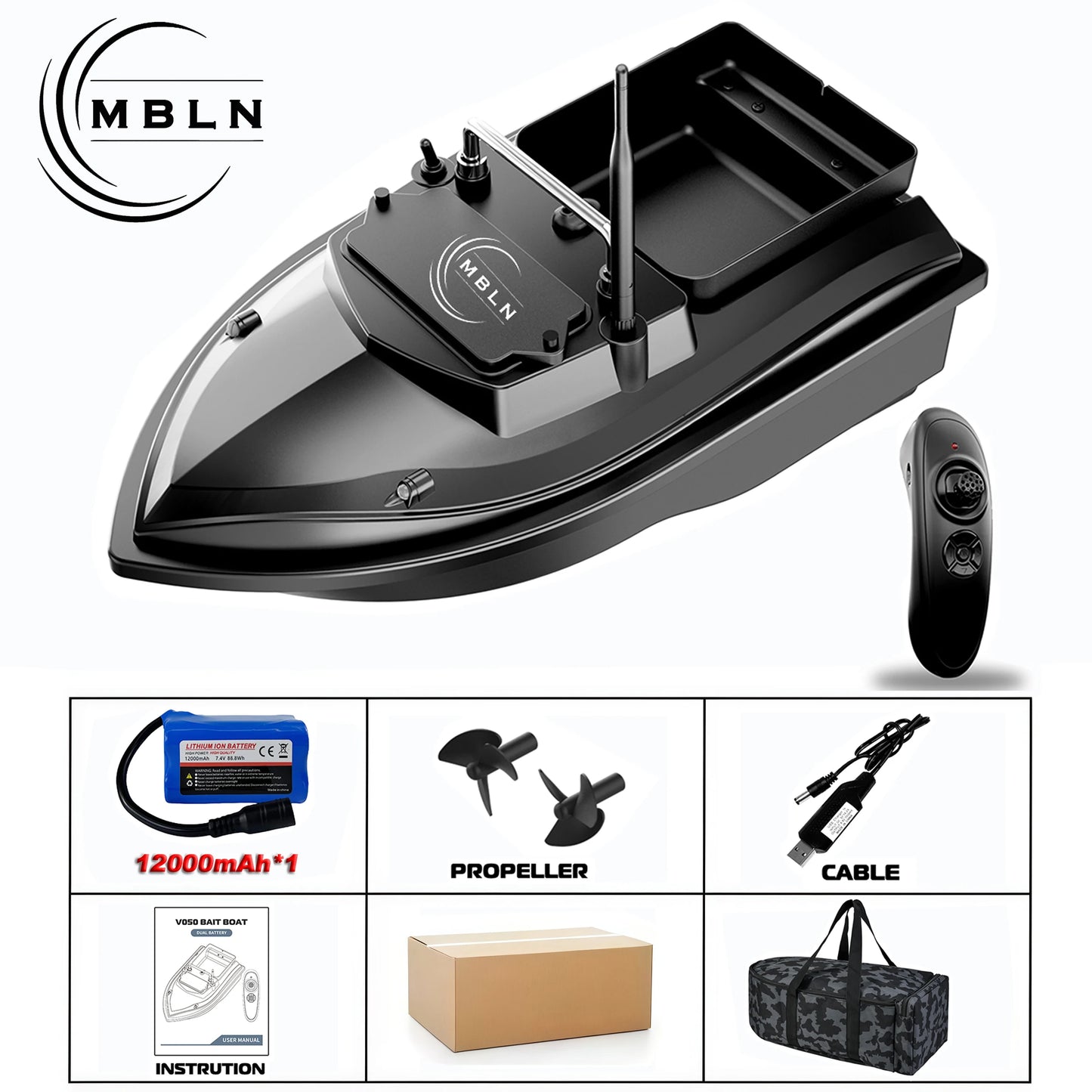 Remote Control Bait Boat with 2kg Capacity