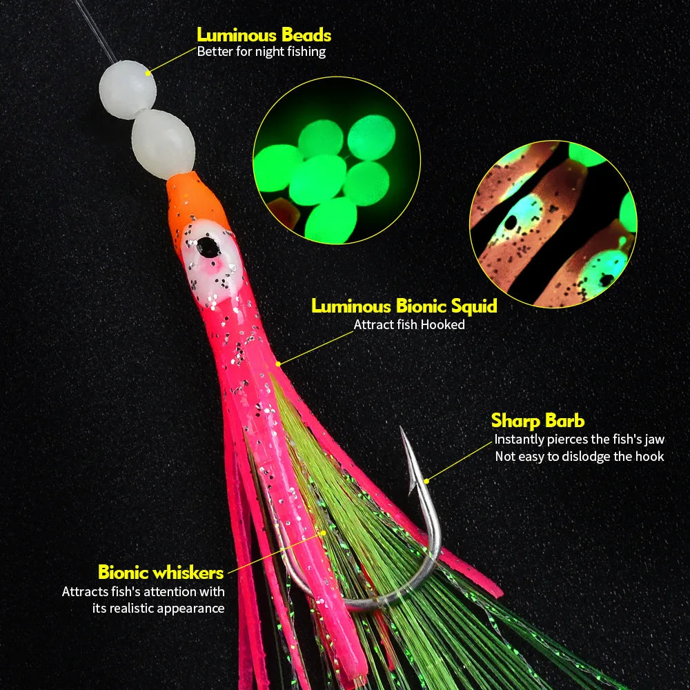HookUpCo. Luminous Soft Lure Fishing Rigs Set - HookUpCo.