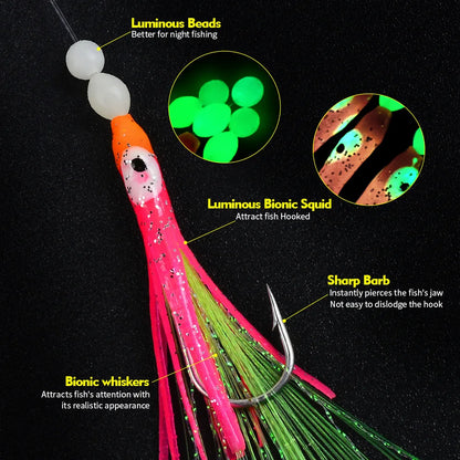 HookUpCo. Luminous Soft Lure Fishing Rigs Set - HookUpCo.